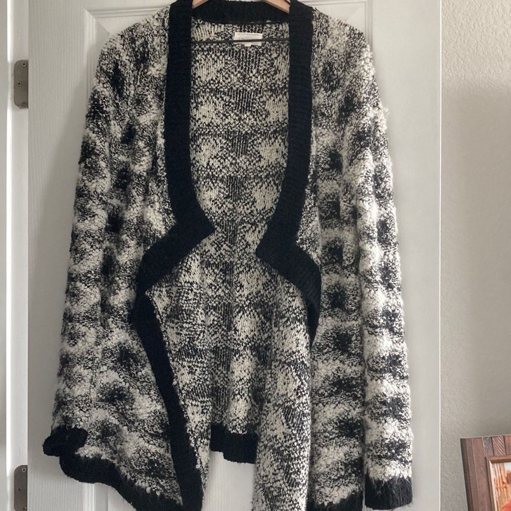 Lou & Grey Black White Cardigan Boucle Sweater